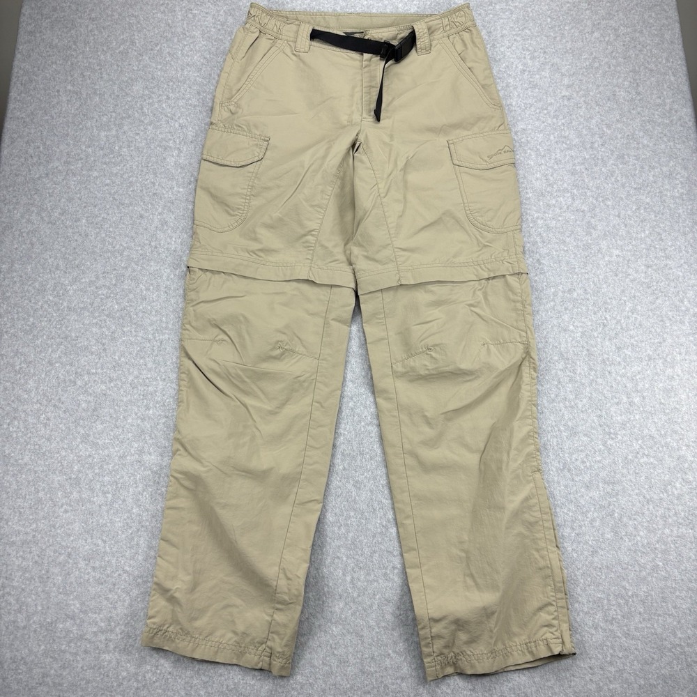 Eddie Bauer Pants Men's 34 Beige Convertible Cargo Zip Off Shorts Hiking Belted